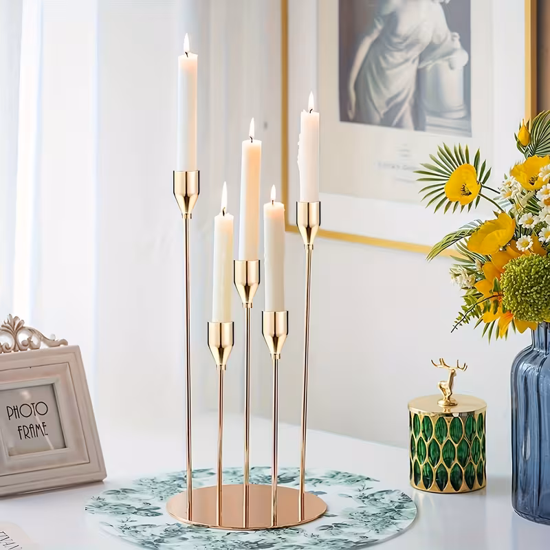 Bougeoir Inoxydable Multi-Niveaux Design Moderne – Doré Brillant