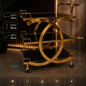 Chariot de Service Design Chanel en Doré et Verre