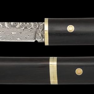 Albainox 32702 Couteau Tanto lame damas type japonais – Manche ébène avec gaine