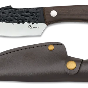 Albainox 32708 – Couteau à lame fixe - Manche en Wengé et Étui en Cuir
